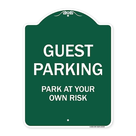 Signmission Designer Series Sign-Guest Parking, Green & White Aluminum Sign, 18" x 24", GW-1824-23925 A-DES-GW-1824-23925